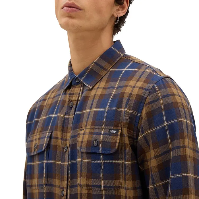 Vans Shirts Men Sycamore Long Sleeve Flannel Shirt Blue Brown