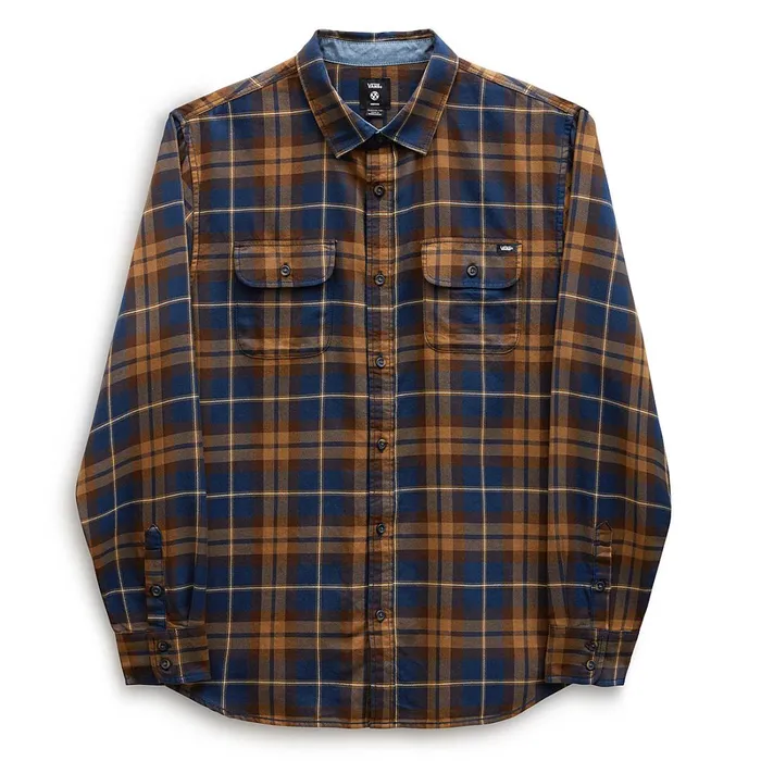Vans Shirts Men Sycamore Long Sleeve Flannel Shirt Blue Brown