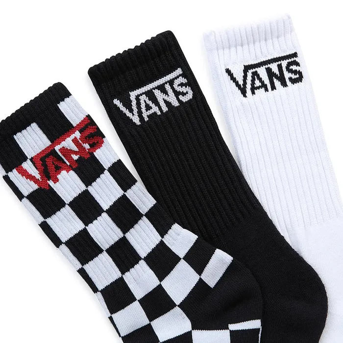 Vans View All Kids Classic Crew Socks 16 3 Pairs Black