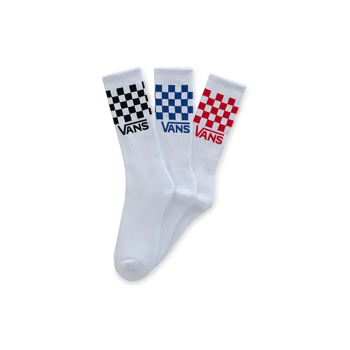 Vans View All Men Classic Check Crew Socks 3 Pairs White