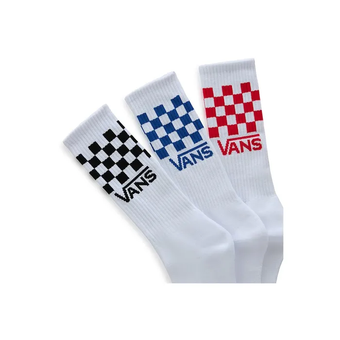 Vans View All Men Classic Check Crew Socks 3 Pairs White