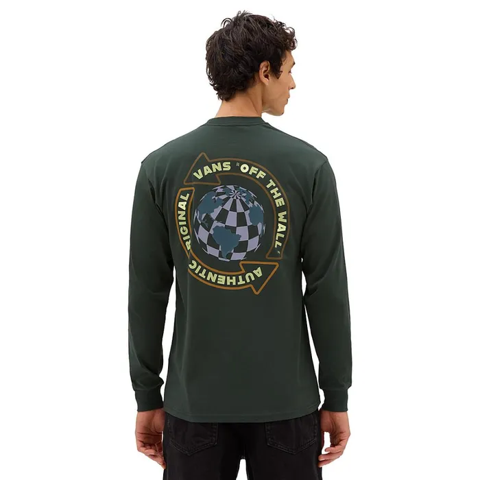 Vans View All Men Globe Circle Long Sleeve TShirt Green