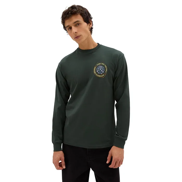 Vans View All Men Globe Circle Long Sleeve TShirt Green