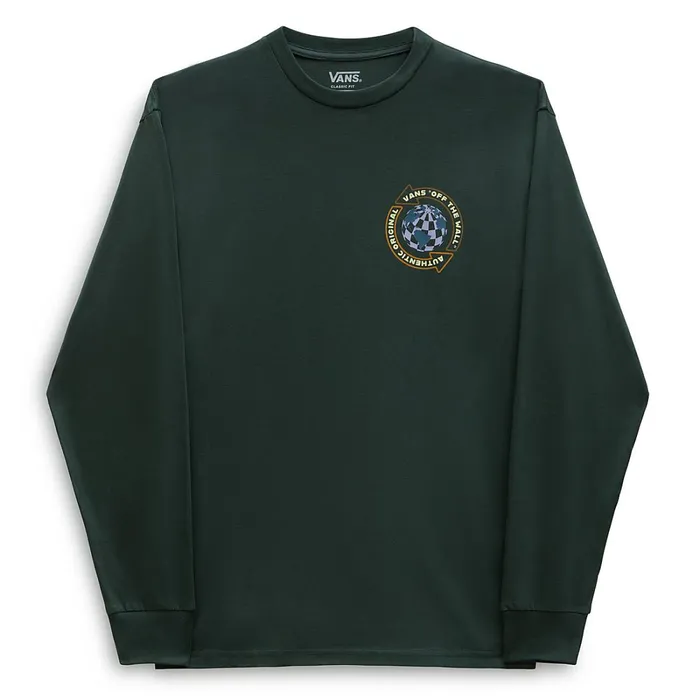 Vans View All Men Globe Circle Long Sleeve TShirt Green