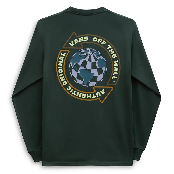 Vans View All Men Globe Circle Long Sleeve TShirt Green