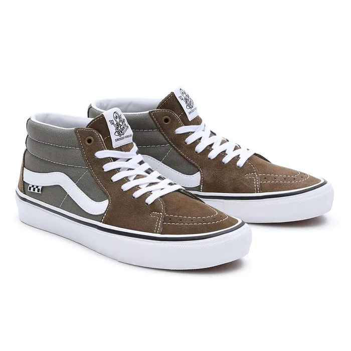 Vans View All Men Skate Grosso Mid Shoes Grey Brown