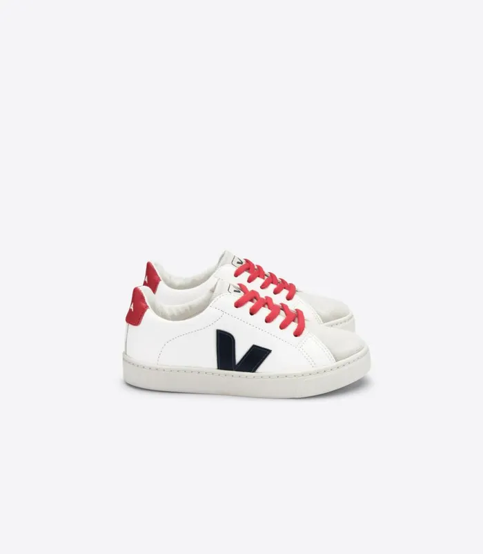 VEJA Esplar Kids ESPLAR LACES CHROMEFREE LEATHER WHITE NAUTICO PEKIN