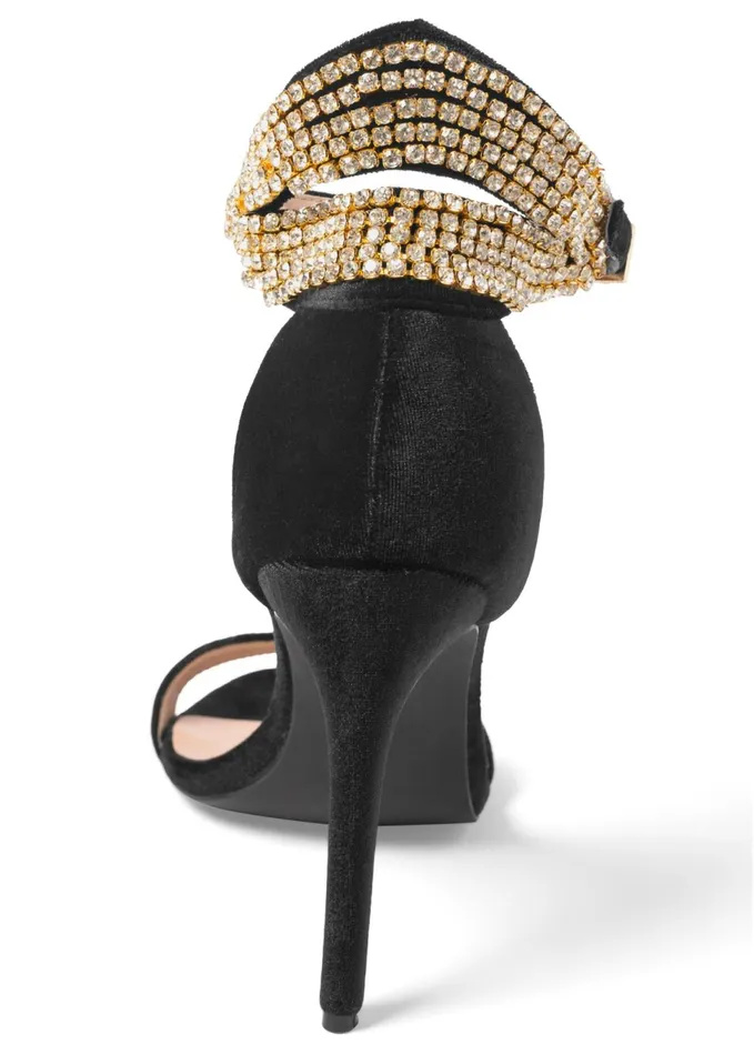 VELVET EMBELLISHED HEELS Black Women VENUS Heels