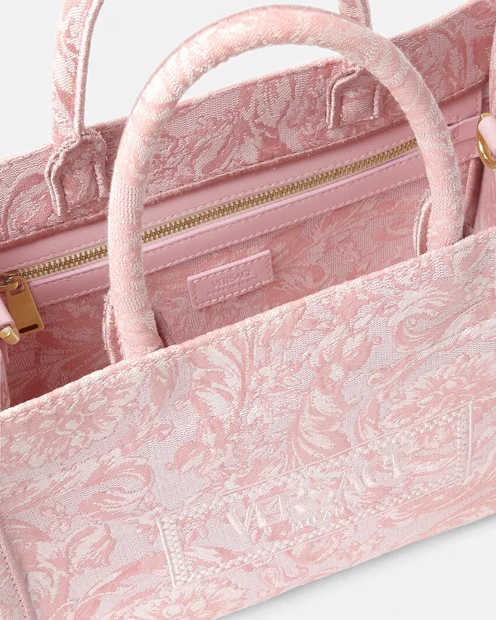 Versace Barocco Athena Small Tote Bag Pinkprint Women Totes