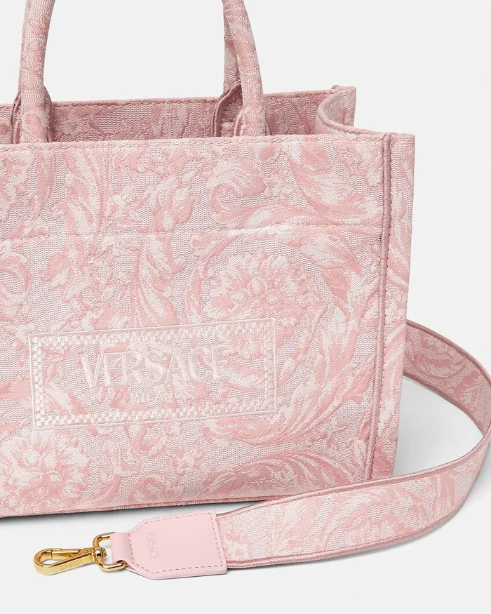 Versace Barocco Athena Small Tote Bag Pinkprint Women Totes