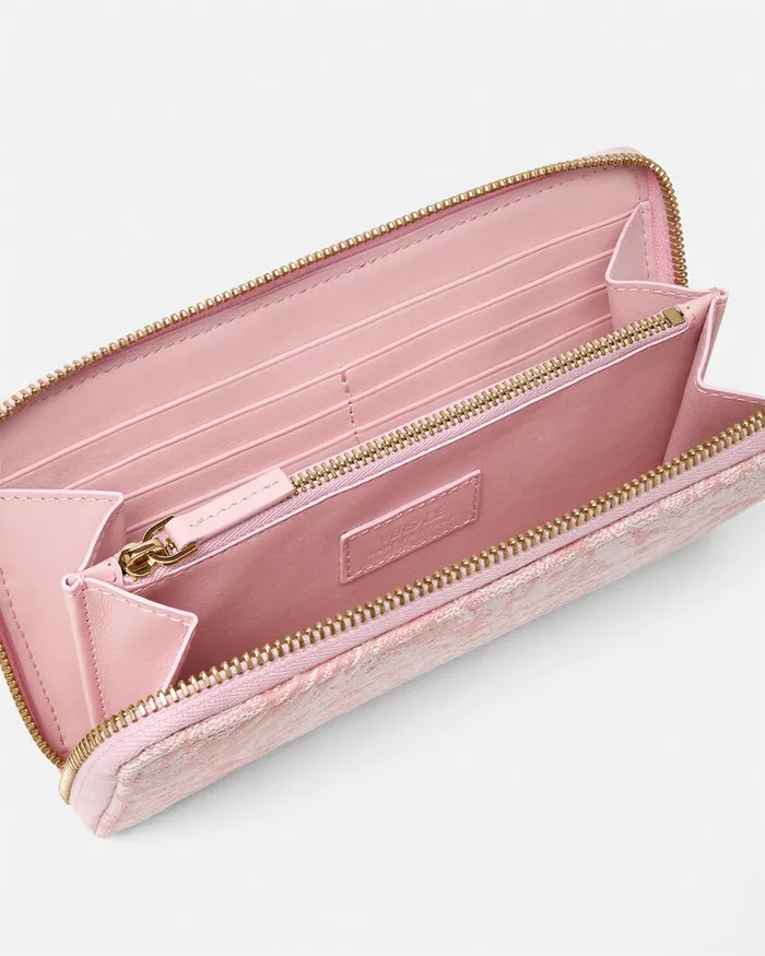 Versace Barocco Jacquard Long Wallet Pinkprint Women Wallets