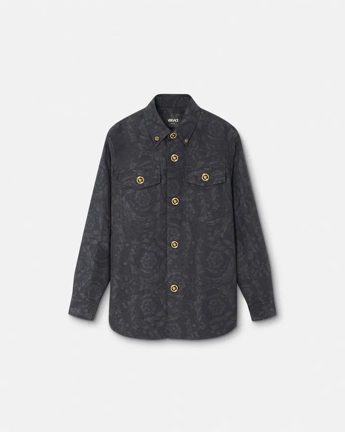 Versace Barocco Jacquard Overshirt Gray Men Jackets and Coats