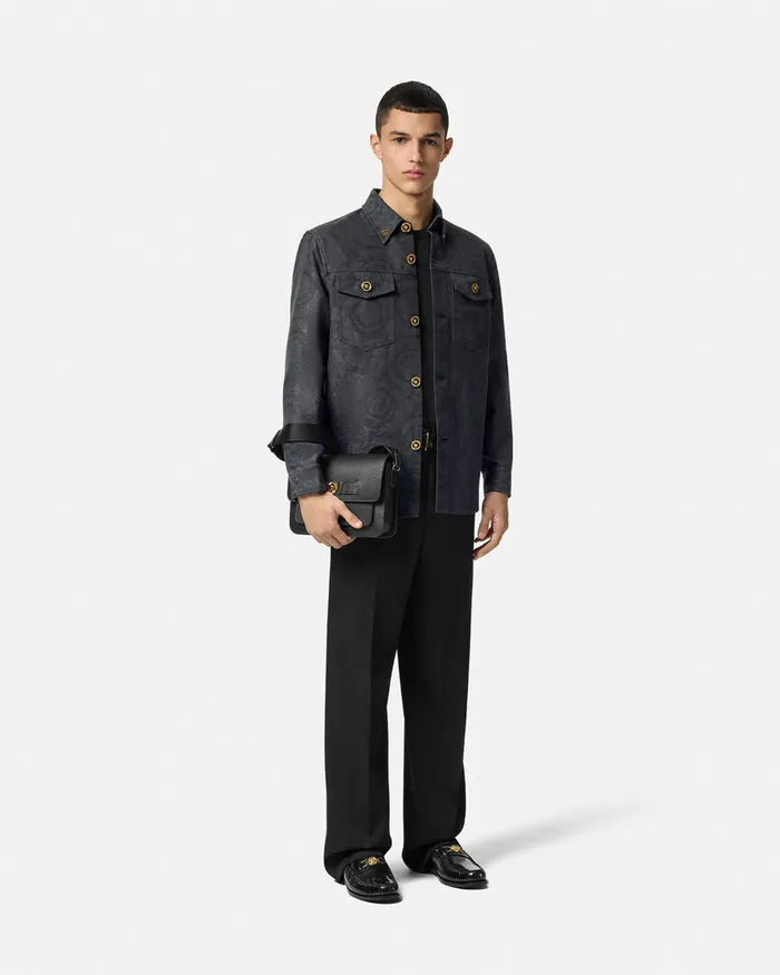 Versace Barocco Jacquard Overshirt Gray Men Jackets and Coats
