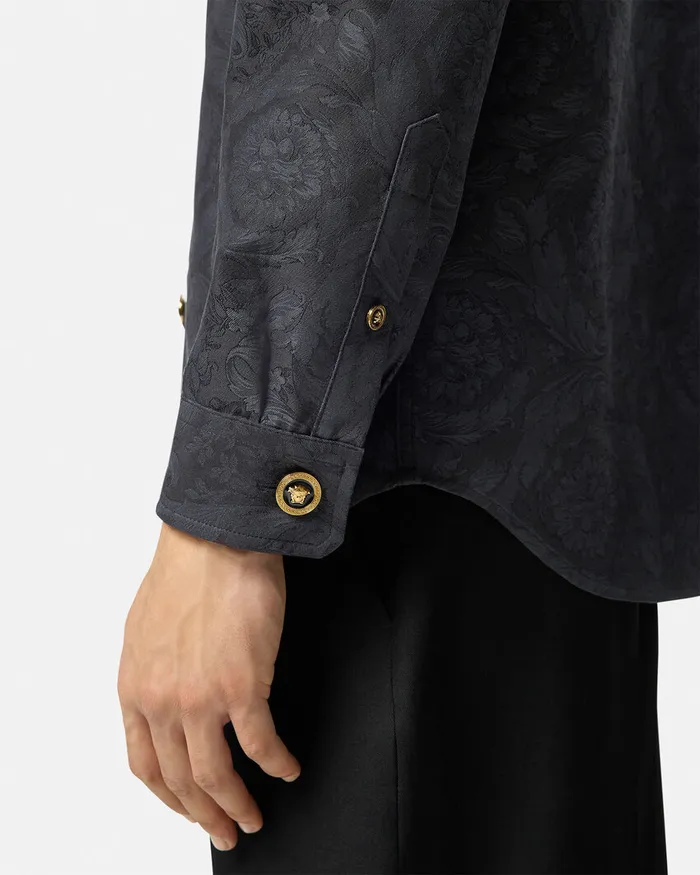 Versace Barocco Jacquard Overshirt Gray Men Jackets and Coats