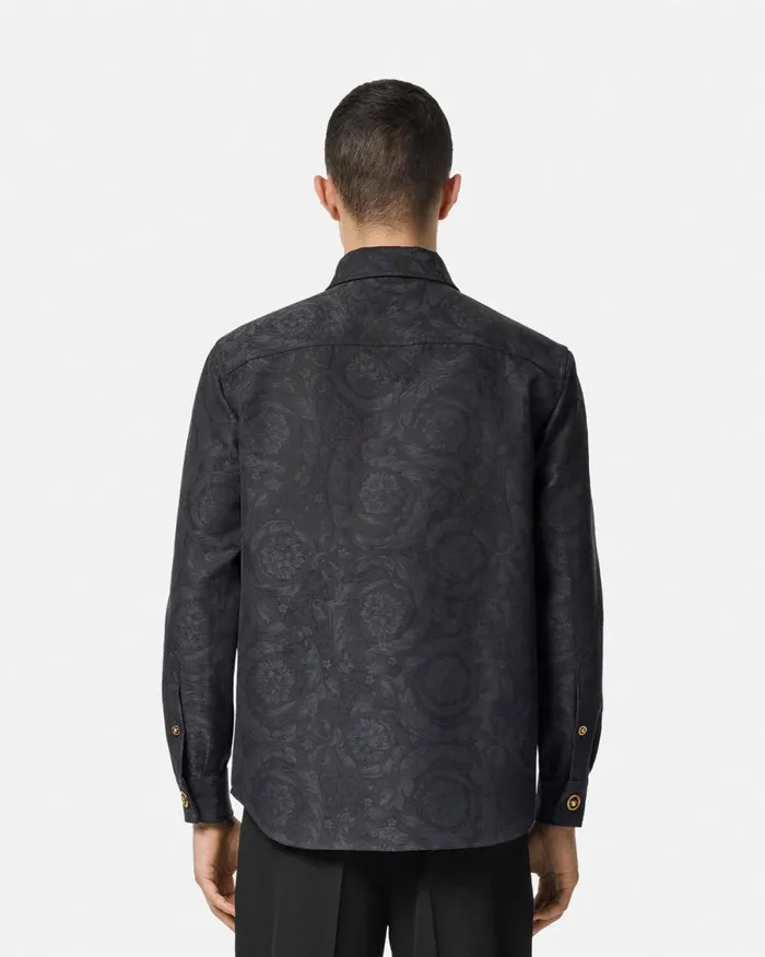 Versace Barocco Jacquard Overshirt Gray Men Jackets and Coats