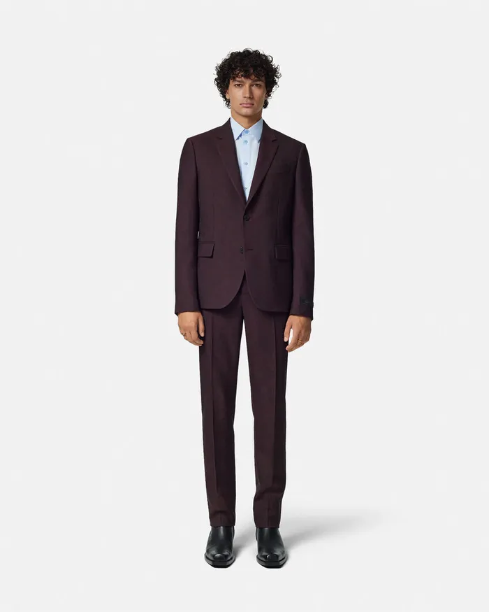 Versace Barocco Jacquard SingleBreasted Blazer Brown Men Blazers and Suits