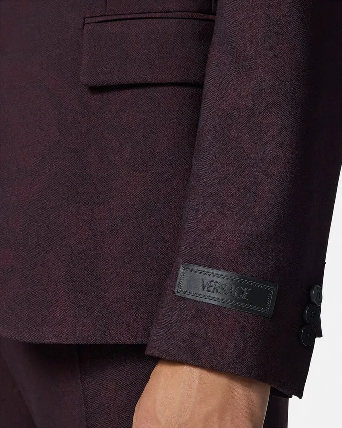 Versace Barocco Jacquard SingleBreasted Blazer Brown Men Blazers and Suits