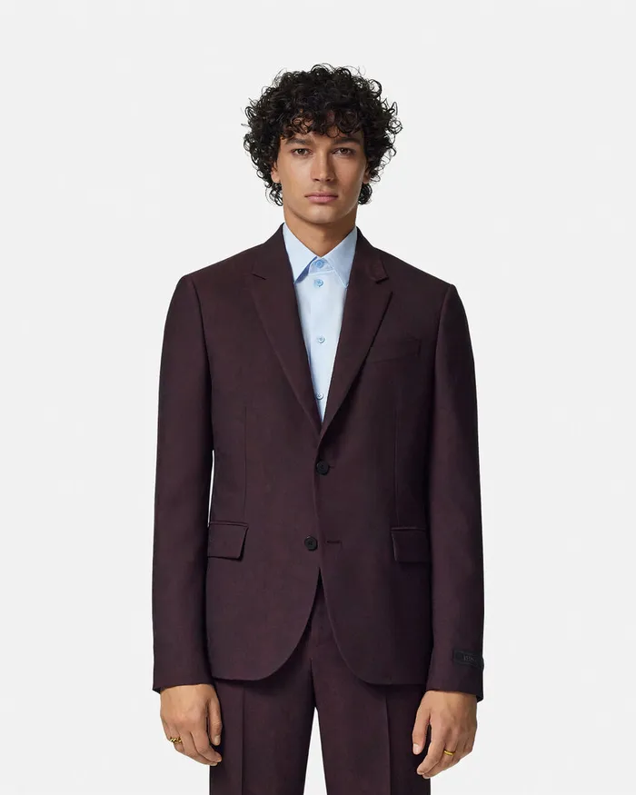 Versace Barocco Jacquard SingleBreasted Blazer Brown Men Blazers and Suits