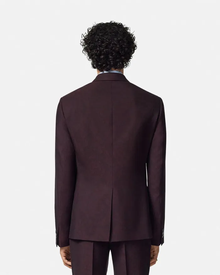 Versace Barocco Jacquard SingleBreasted Blazer Brown Men Blazers and Suits