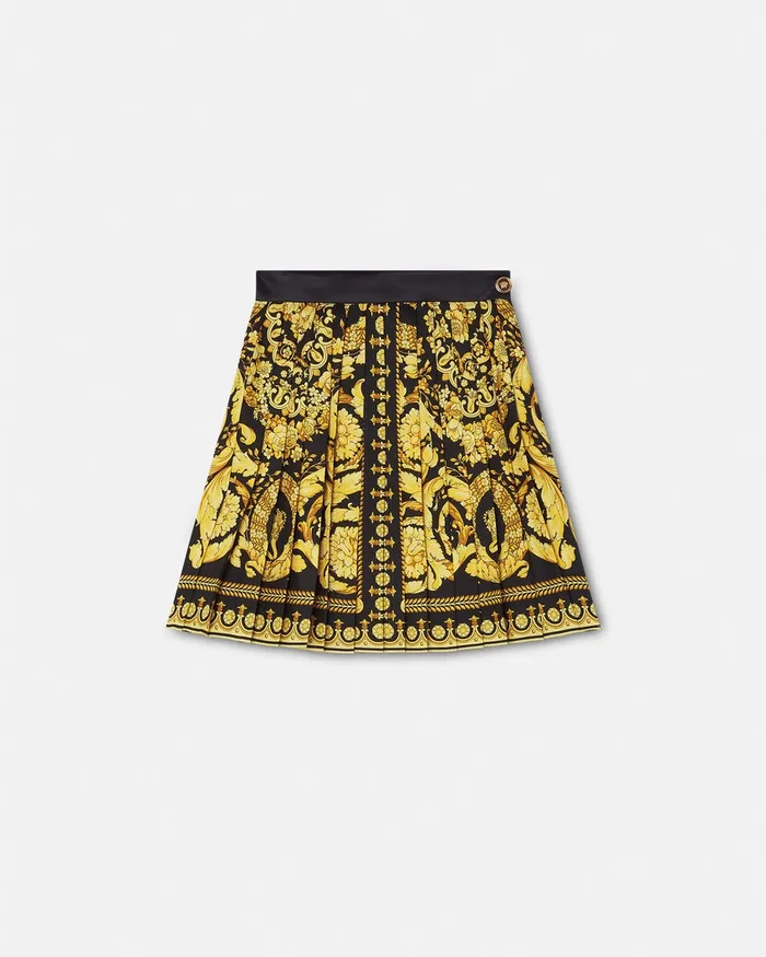 Versace Barocco Pleated Skirt Blackprint Women Skirts
