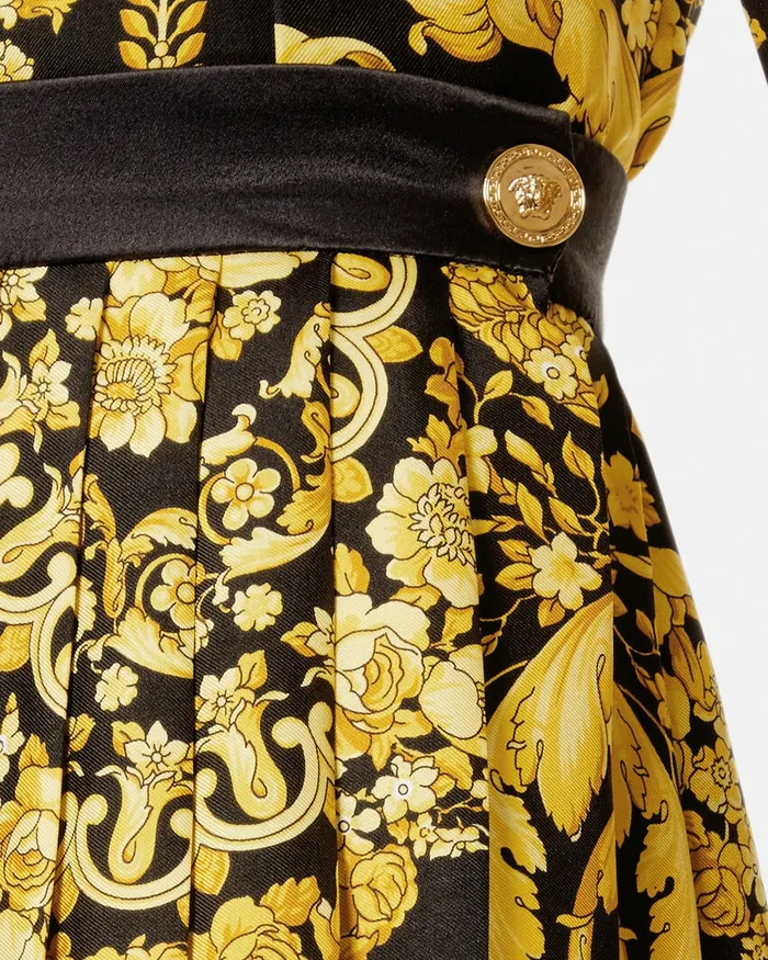 Versace Barocco Pleated Skirt Blackprint Women Skirts