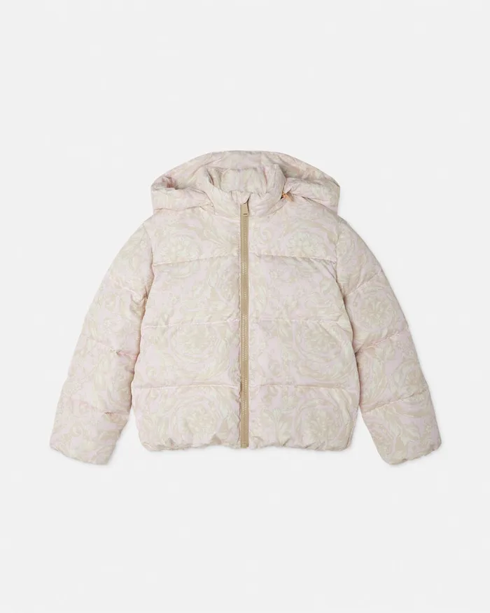 Versace Barocco Puffer Jacket White Kids Outerwear