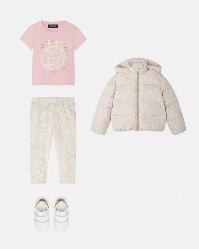 Versace Barocco Puffer Jacket White Kids Outerwear