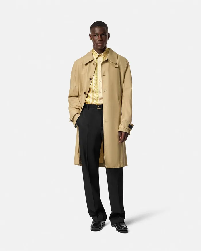 Versace Barocco Silk Shirt Yellowprint Men Shirts