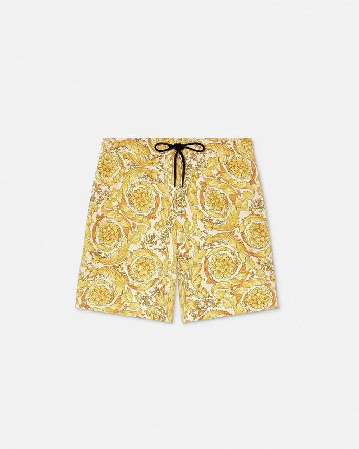 Versace Barocco Swim Boardshorts Yellowprint Men Swimwear