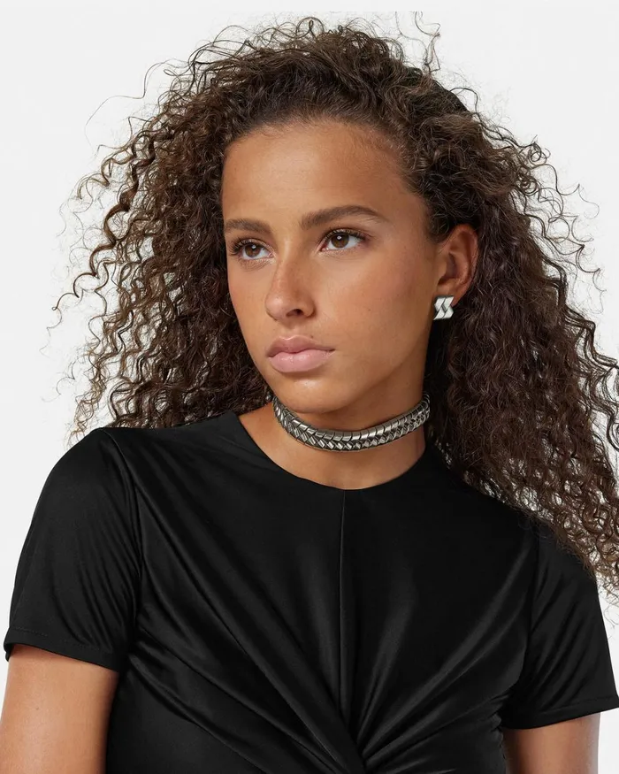 Versace Bind Stud Earrings Silver Women Earrings