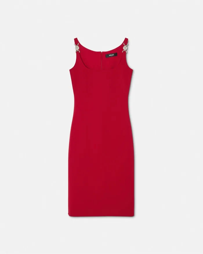 Versace Cady Fitted Midi Dress Red Women Dresses