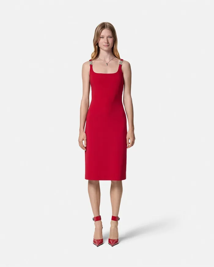 Versace Cady Fitted Midi Dress Red Women Dresses