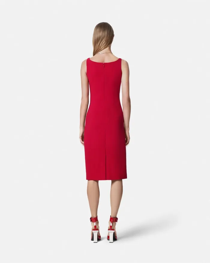 Versace Cady Fitted Midi Dress Red Women Dresses