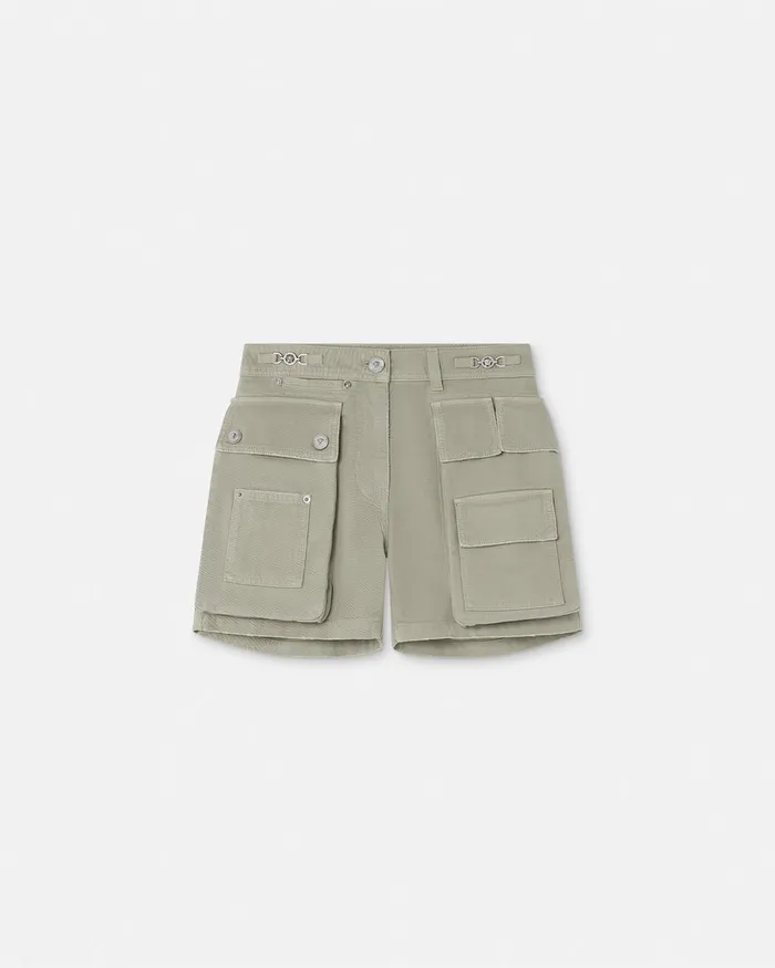 Versace Cargo Denim Shorts Green Women Pants and Shorts