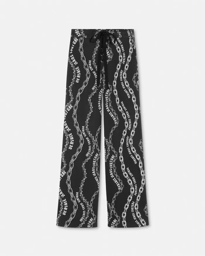 Versace Chain Couture LaceUp Sweatpants Blackprint Women Jeans Couture
