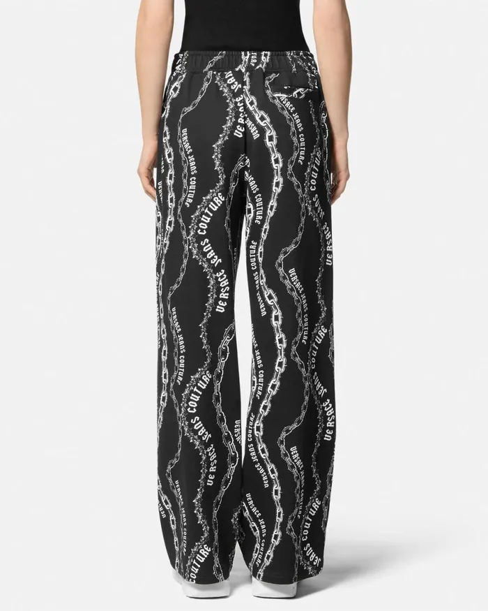 Versace Chain Couture LaceUp Sweatpants Blackprint Women Jeans Couture