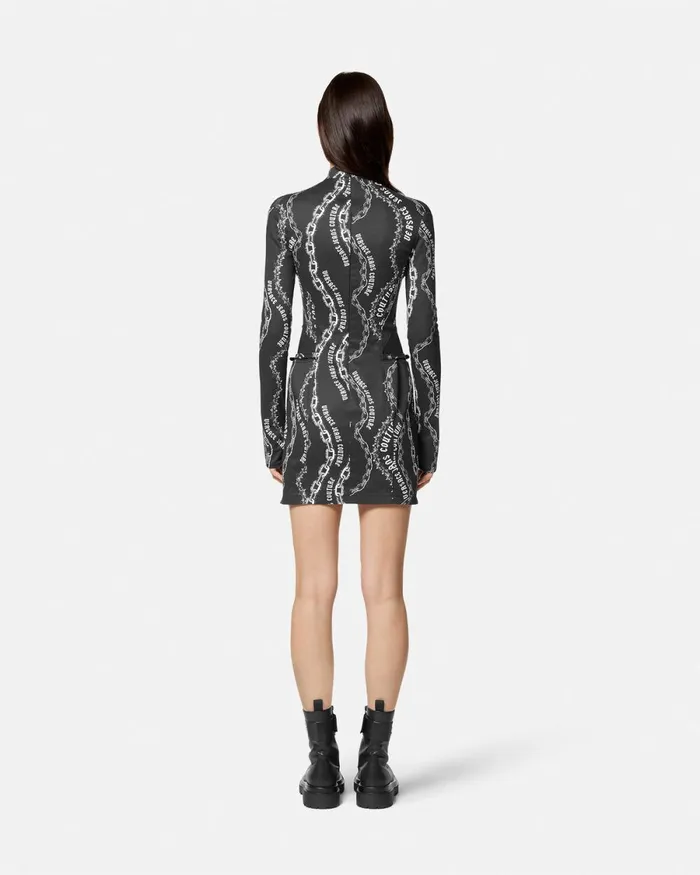 Versace Chain Couture Mesh Mini Dress Blackprint Women Jeans Couture