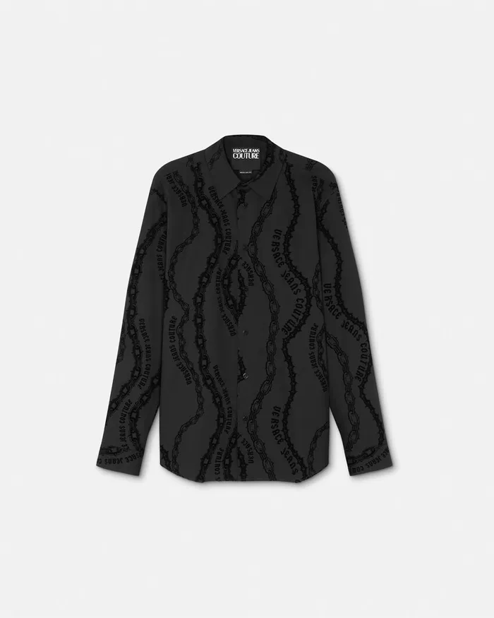 Versace Chain Couture RegularFit Shirt Blackprint Men Jeans Couture