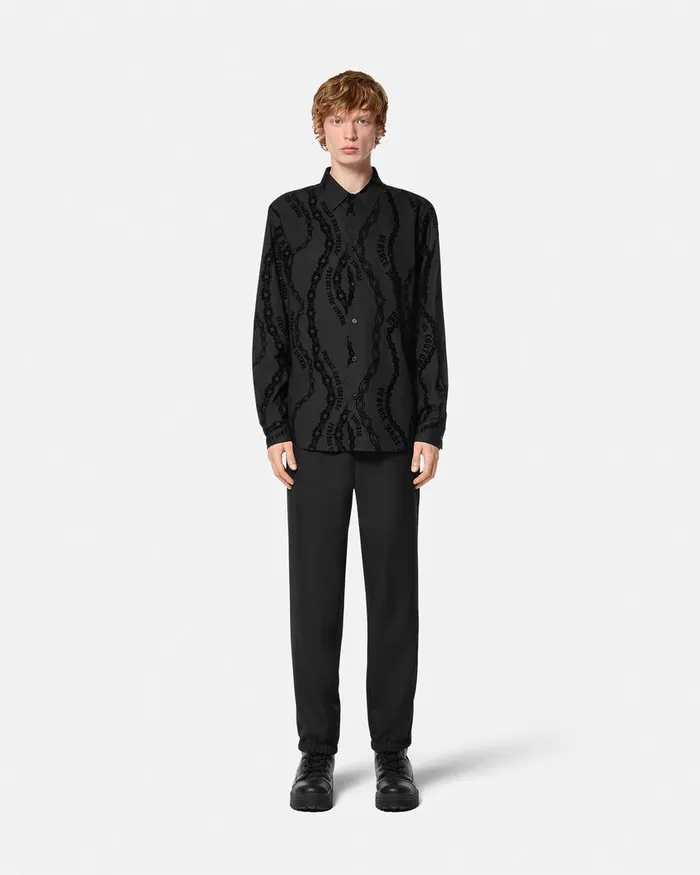 Versace Chain Couture RegularFit Shirt Blackprint Men Jeans Couture