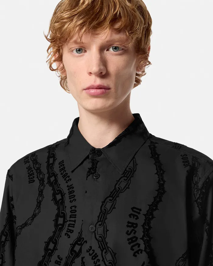 Versace Chain Couture RegularFit Shirt Blackprint Men Jeans Couture