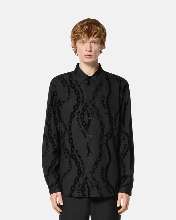 Versace Chain Couture RegularFit Shirt Blackprint Men Jeans Couture