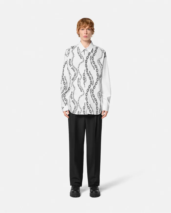 Versace Chain Couture RelaxedFit Shirt Whiteprint Men Jeans Couture
