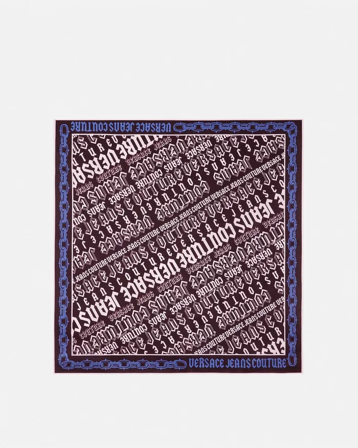 Versace Chain Logomania Silk Foulard 90 Cm Brown Women Jeans Couture