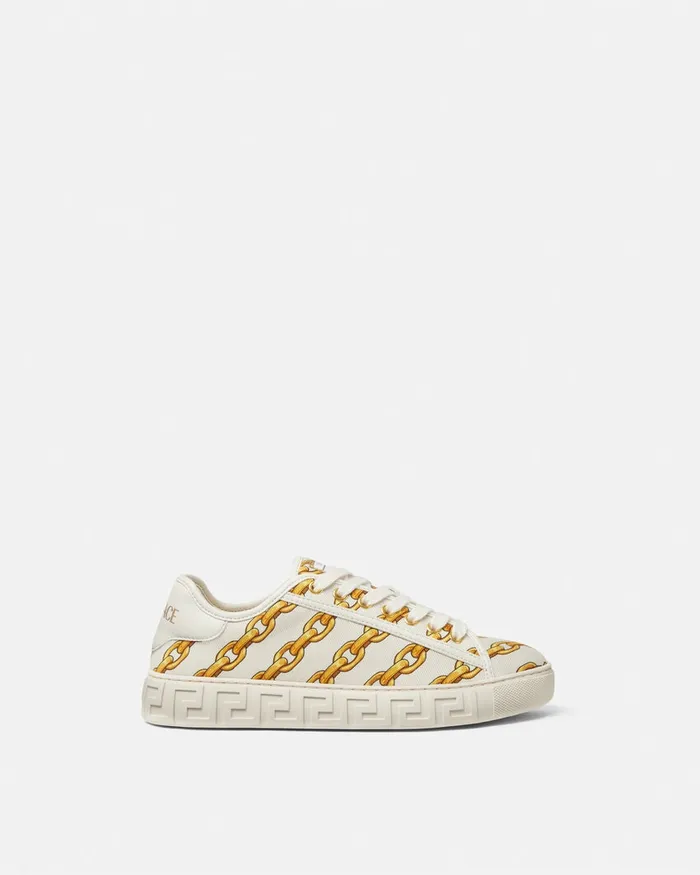 Versace Chain Stripes Greca Sneakers Print Women Sneakers