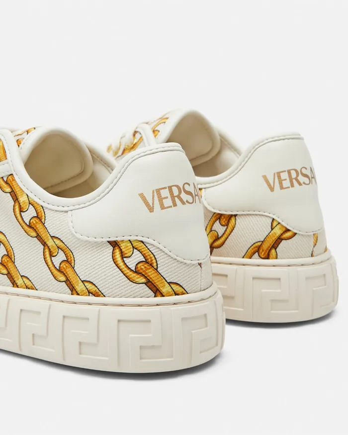 Versace Chain Stripes Greca Sneakers Print Women Sneakers