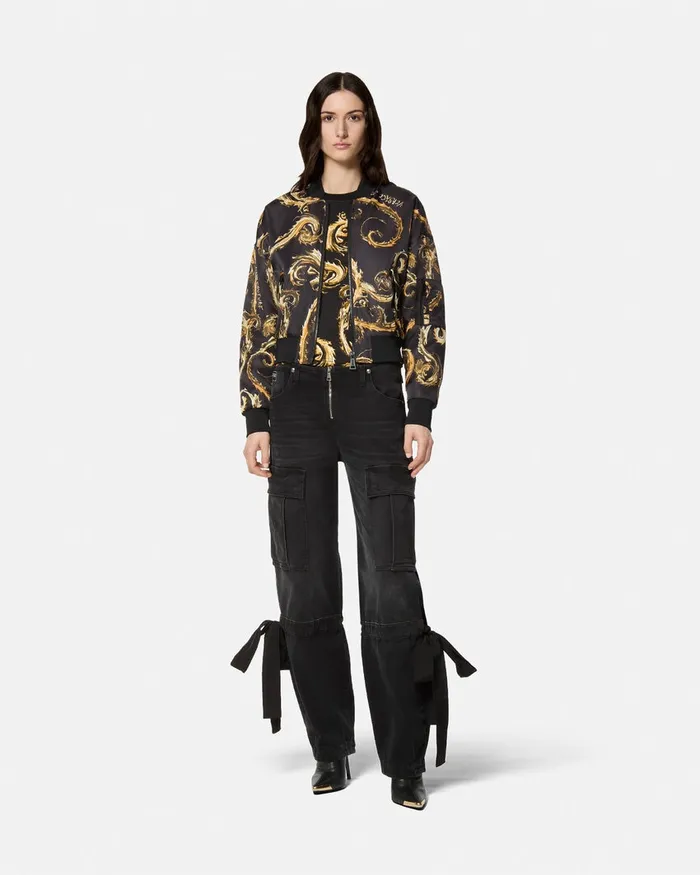 Versace Chromo Couture Bomber Jacket Blackgold Women Jeans Couture