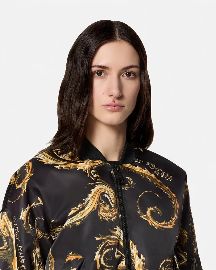 Versace Chromo Couture Bomber Jacket Blackgold Women Jeans Couture