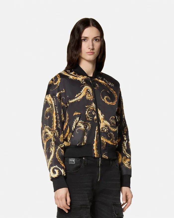 Versace Chromo Couture Bomber Jacket Blackgold Women Jeans Couture