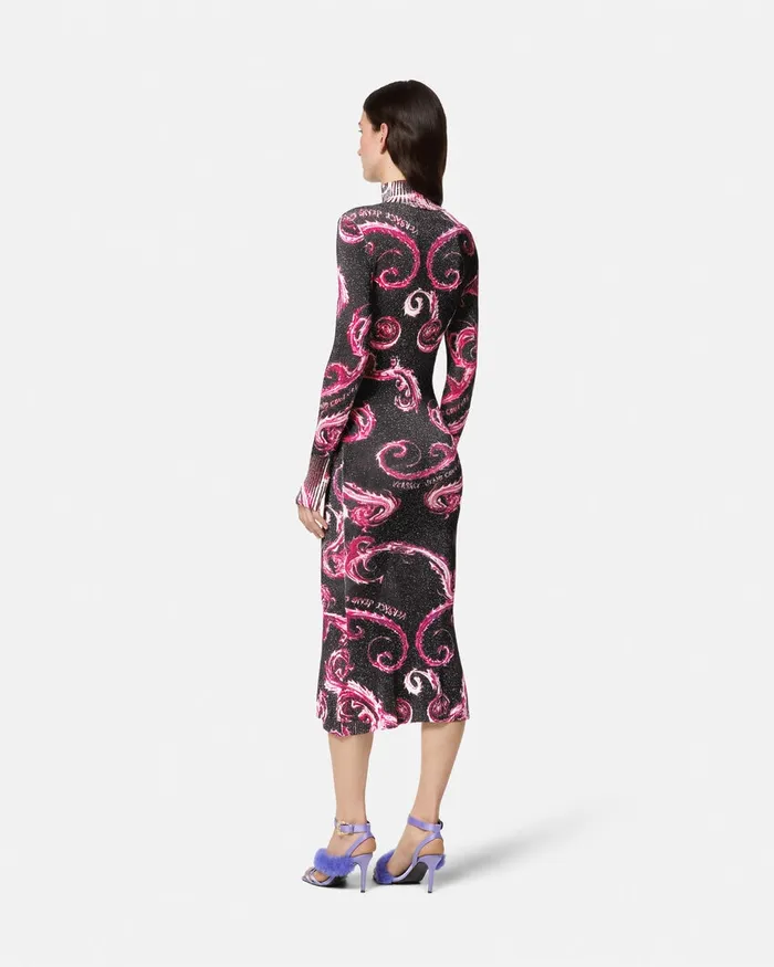 Versace Chromo Couture Lurex Midi Dress Blackpink Women Jeans Couture