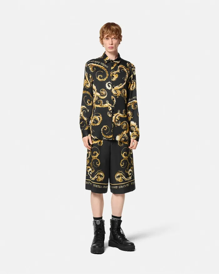 Versace Chromo Couture RegularFit Shirt Blackgold Men Jeans Couture